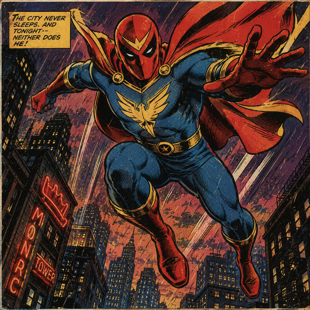 Superhero comics — example panel