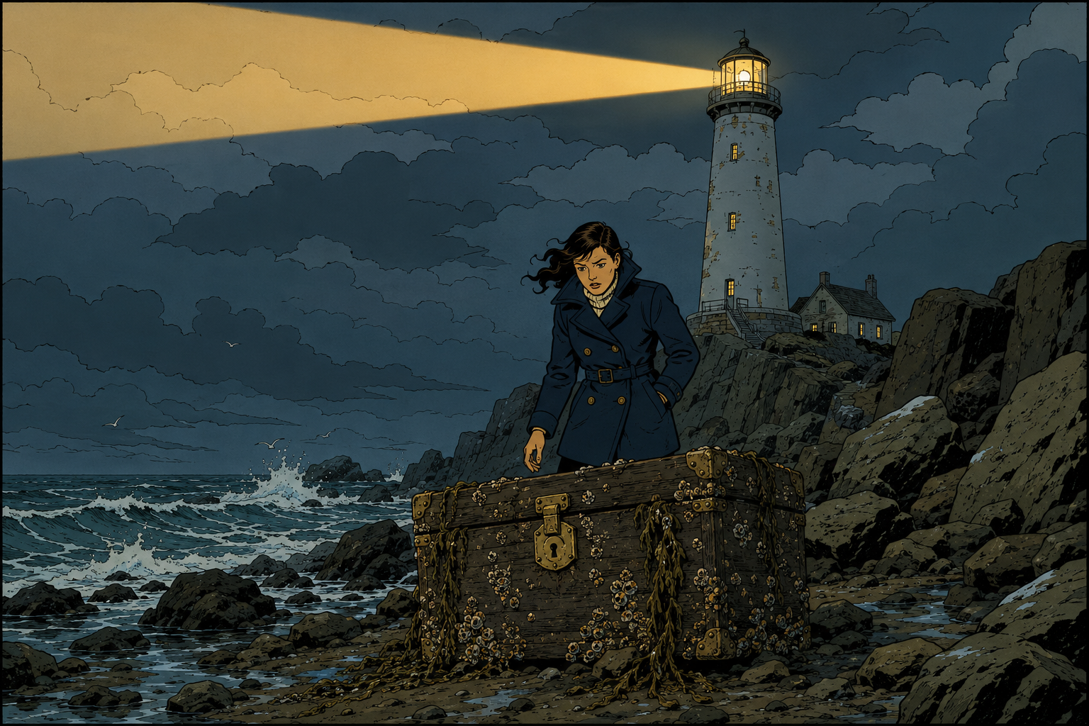Panel 1 — E. Voss at the breakwater