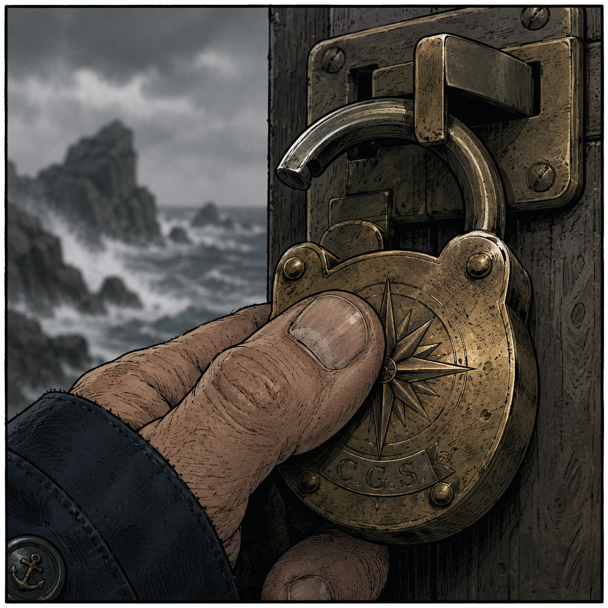 Panel 3 — the lock