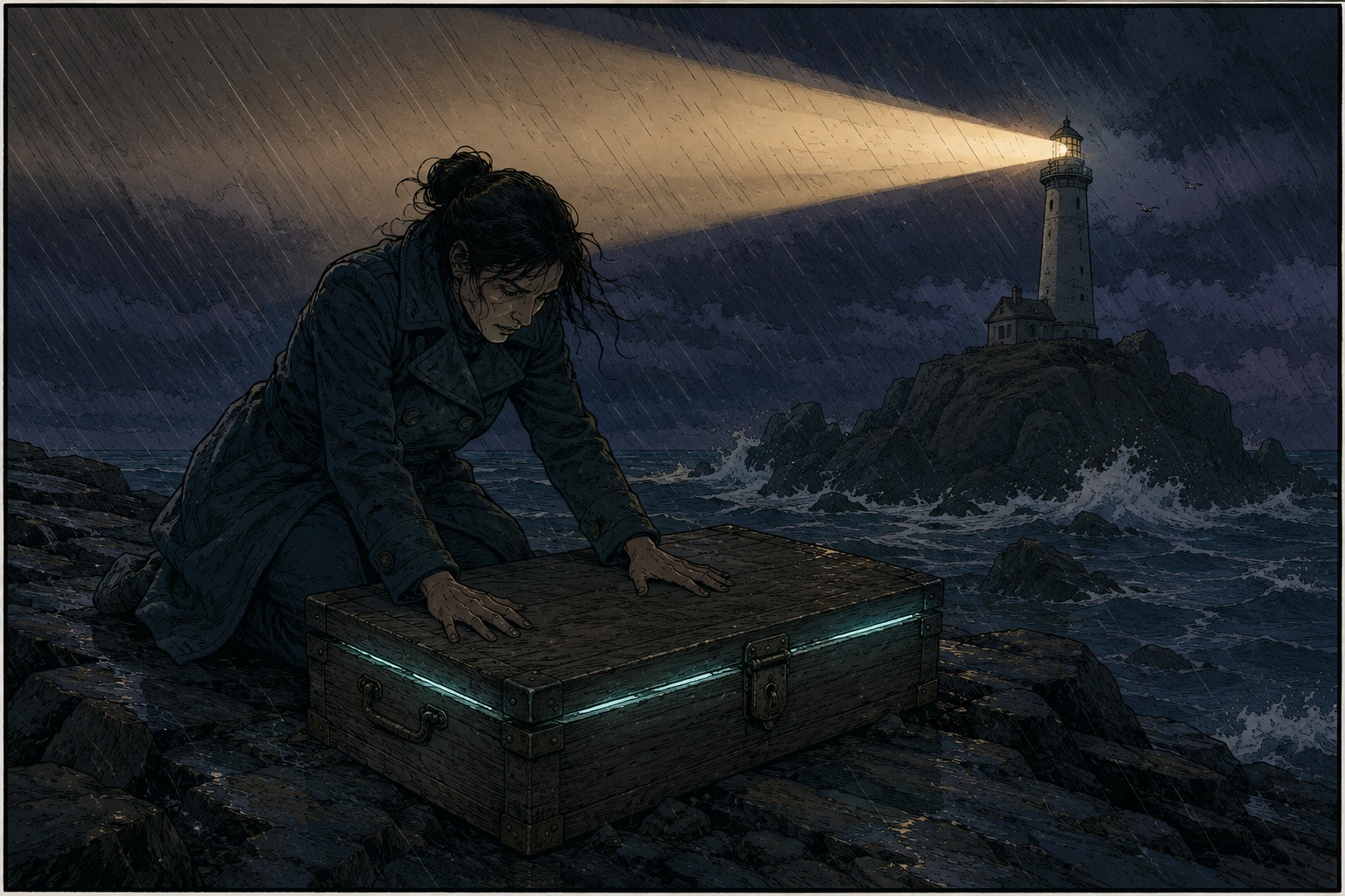 Panel 6 — light bleeding through the closed lid